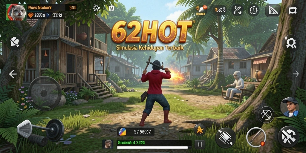 Tampilan gameplay mendalam dalam simulasi interaktif 62HOT.