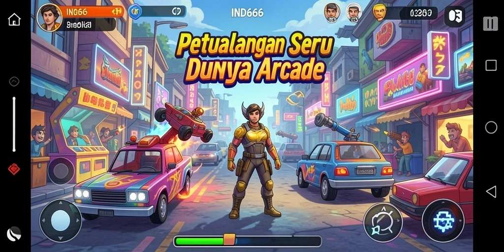 Screenshot menunjukkan aksi seru dalam permainan Arcade.