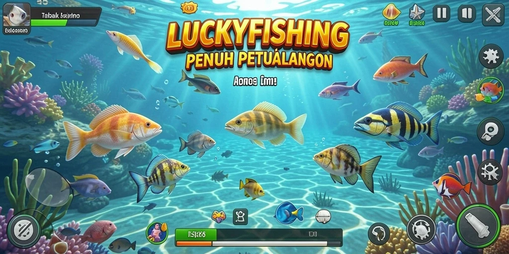 Tampilan gameplay seru dalam LUCKYFISHING.